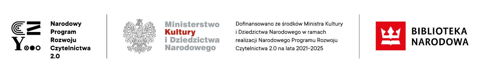 Stopka z logotypami Narodowego Programu Rozwoju Czytelnictwa, Ministerstwa Kultury i Dziedzictwa Narodowego oraz Biblioteki Narodowej. Dofinansowano ze środków Ministra Kultury i Dziedzictwa Narodowego w ramach realizacji Narodowego Programu Rozwoju Czytelnictwa 2.0 na lata 2021-2025