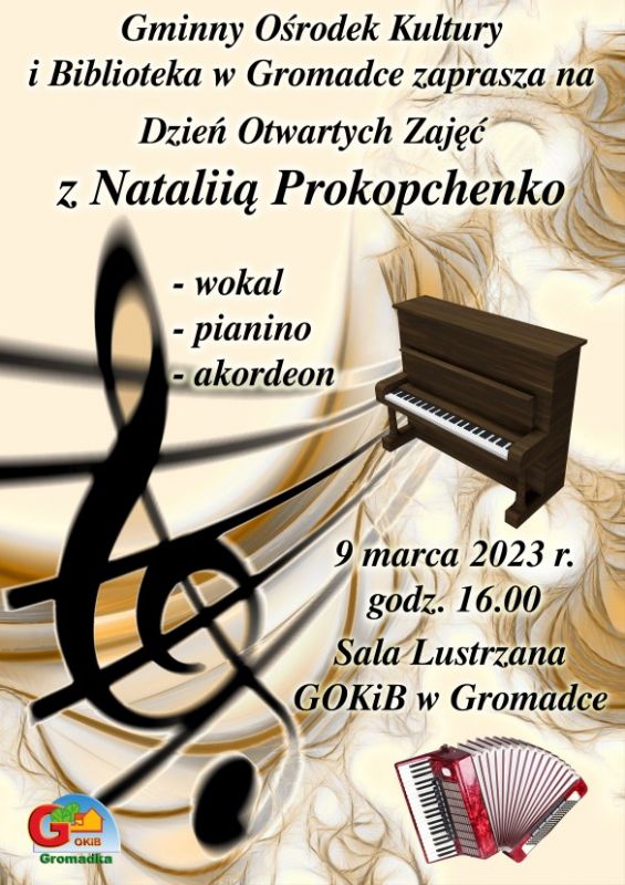 Plakat Dzień Otwartych Zajęć z Nataliią Prokopchenko