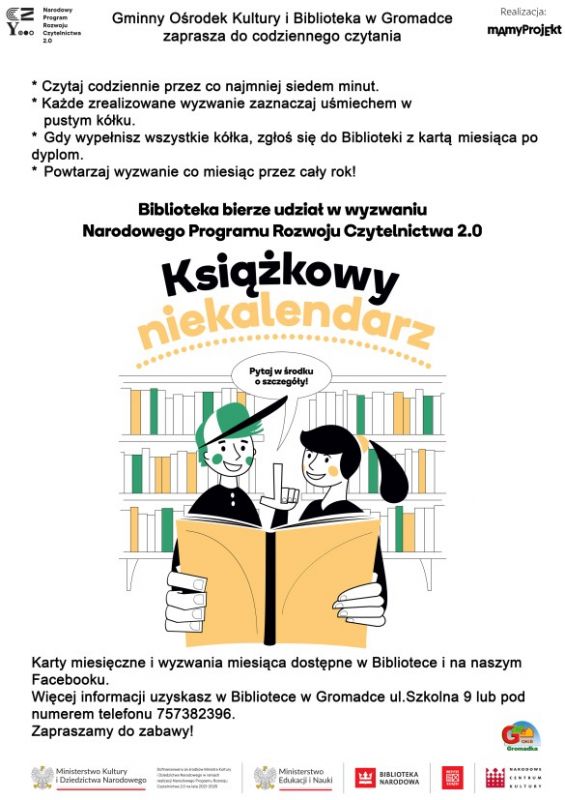Plakat Narodowy Program Rozwoju Czytelnictwa 2.0 - Książkowy Niekalendarz